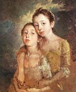 GAINSBOROUGH, Thomas The Artist-s Daughters with a Cat Spain oil painting reproduction